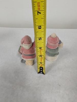 Vintage Flocked Santa & Snowman Figures