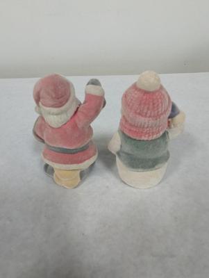 Vintage Flocked Santa & Snowman Figures