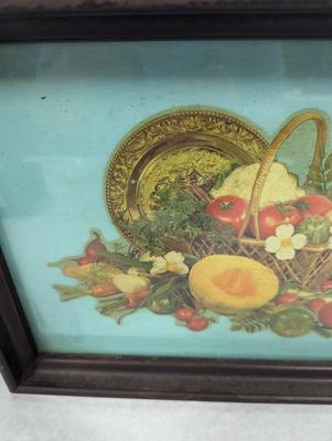 Vintage Art Deco Glass & Wooden Tray