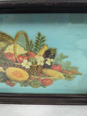 Vintage Art Deco Glass & Wooden Tray