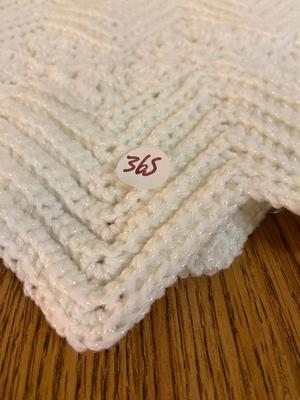 Scalloped White Crocheted Baby Blanket Afghan | Lot Two