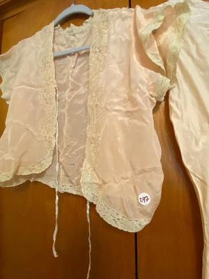 Vintage Peach/Light Pink Slip Nightgown with Lace and Cover
