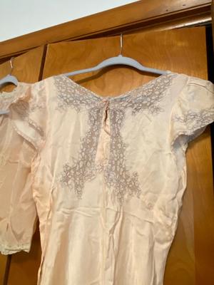 Vintage Peach/Light Pink Slip Nightgown with Lace and Cover
