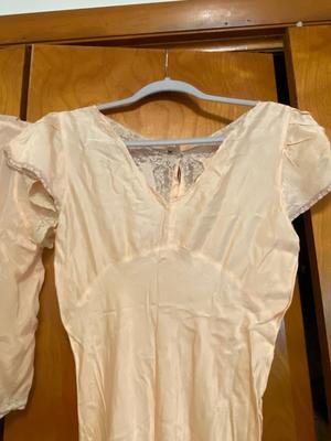 Vintage Peach/Light Pink Slip Nightgown with Lace and Cover
