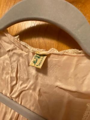 Vintage Light Pink Slip Nightgown with Lace, Embroidery, and Cover