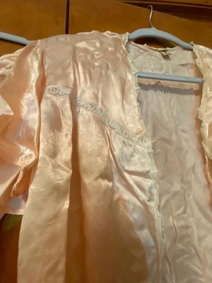 Vintage Light Pink Slip Nightgown with Lace, Embroidery, and Cover