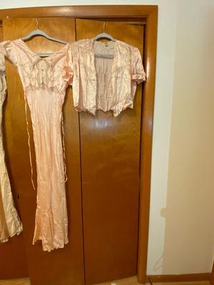 Vintage Light Pink Slip Nightgown with Lace, Embroidery, and Cover