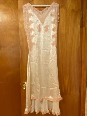 Vintage Peach Lace and White Silk Slip Bridal Lingerie