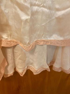 Vintage Peach Lace and White Silk Slip Bridal Lingerie