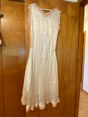 Vintage Peach Lace and White Silk Slip Bridal Lingerie