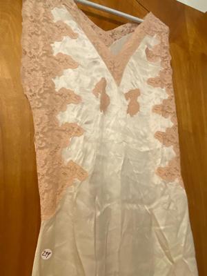 Vintage Peach Lace and White Silk Slip Bridal Lingerie