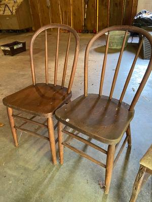 Vintage Looped Spindle Back Chairs, Pair