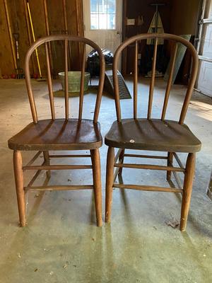 Vintage Looped Spindle Back Chairs, Pair