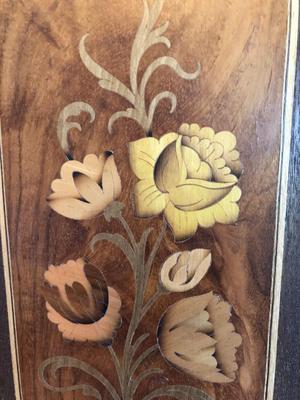 Vintage Italian Floral Wood Inlay Wall Art, Pair