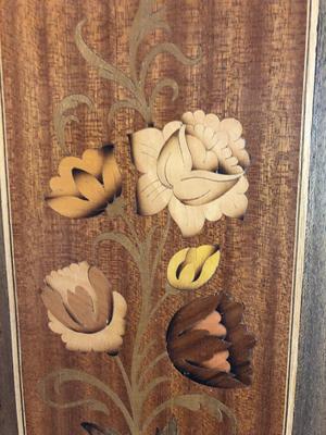 Vintage Italian Floral Wood Inlay Wall Art, Pair