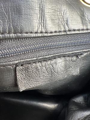 Chanel Black Leather Vintage Quilted Draw Chain Bag