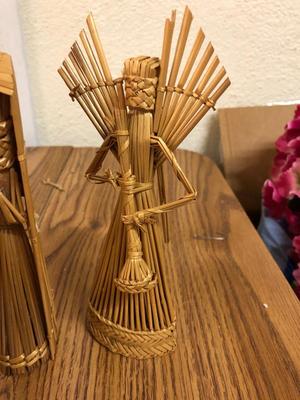 Handwoven Straw Folk Art Nativity Display