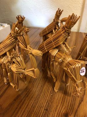 Handwoven Straw Folk Art Nativity Display