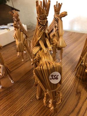 Handwoven Straw Folk Art Nativity Display