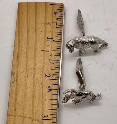 Sterling Silver Cuff Links - Bear & Bull Wall Street Icons