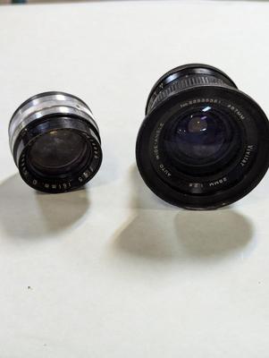 Vivitar 28m 1;2.5 Auto Wide Angle Lens & Kodak Enlarging Ektanopn f 4.5 161 mm Lens