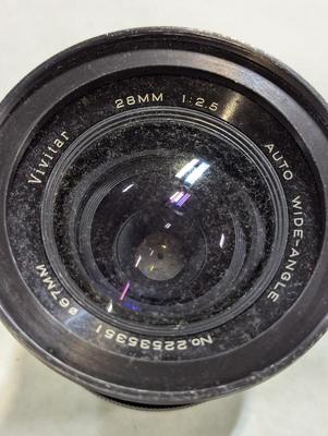 Vivitar 28m 1;2.5 Auto Wide Angle Lens & Kodak Enlarging Ektanopn f 4.5 161 mm Lens