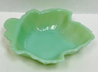 Vintage Fire King Jadeite Green Maple Leaf shaped bowl nuts or candies