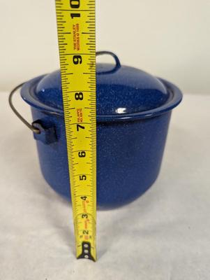 Vintage Blue Speckled Enamelware Cookware