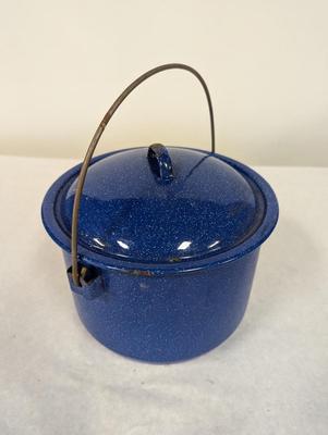Vintage Blue Speckled Enamelware Cookware