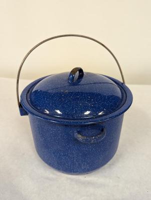 Vintage Blue Speckled Enamelware Cookware