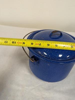 Vintage Blue Speckled Enamelware Cookware