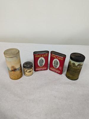 Vintage Tin Cans Superior Snuff Prince Albert & Handpainted Tins