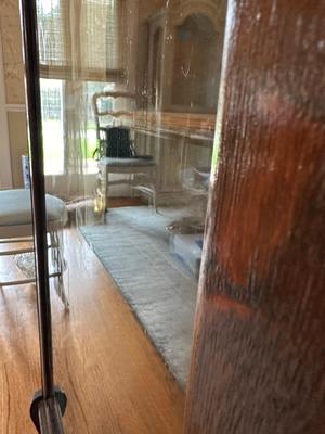 Antique Curved Glass Curio Cabinet w/ Mirror