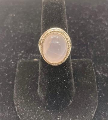 Pink Rose Quartz stone in Sterling Silver Ring