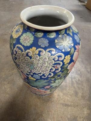 Decorative Asian Floral Floor Vase