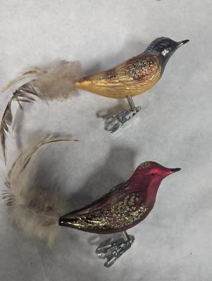 Vintage Clip On Christmas Bird Decorations