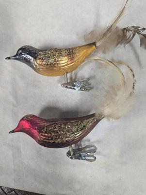 Vintage Clip On Christmas Bird Decorations