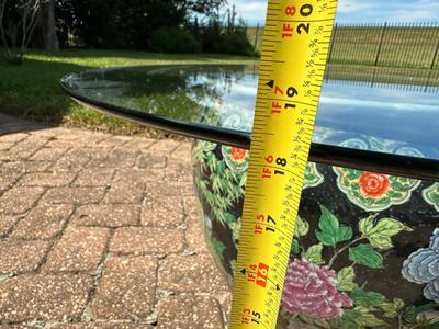 Chinese Glass Topped Fish Bowl Planter Table
