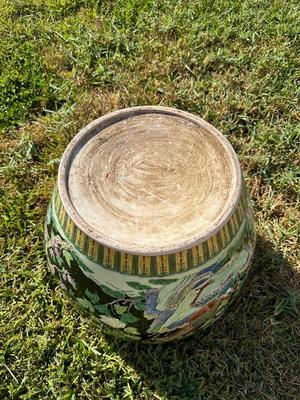 Chinese Glass Topped Fish Bowl Planter Table