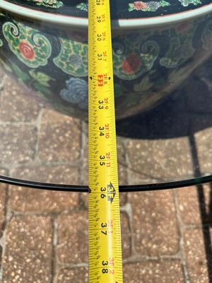 Chinese Glass Topped Fish Bowl Planter Table