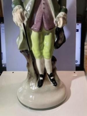 Mid-Century Colonial Gent Ceramic Hand Painted Figurine 16.5" Tall in VG Preowned Condition.
