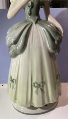 Mid-Century Colonial Dressed Lady Ceramic Hand Painted Figurine 15.75" Tall in VG Preowned Condition.
