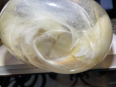 Vintage Mid-Century Heavy Art Glass Frosted Vase w/Signed Base 11" Tall in Good Preowned Condition.