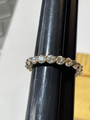 Vintage Gold-tone over Sterling Silver .925 Size-6 Wedding Band all the Way Around in Good Preowned Condition.