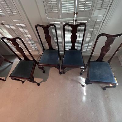 Four Wood with Blue Velvet Seat Dining Chairs (2D-BB)