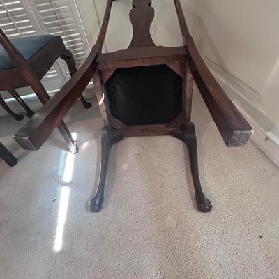 Four Wood with Blue Velvet Seat Dining Chairs (2D-BB)