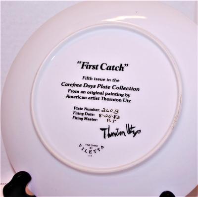 "First Catch" by Artist Thornton Utz - Includes: Plate #260B, 8½" Diameter & Date Closing 1982