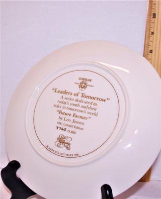 "Future Farmer" by Artist Leo Jansen - Includes: Plate #7762, 8½" Diameter, from "Leaders of Tomorrow" Series...