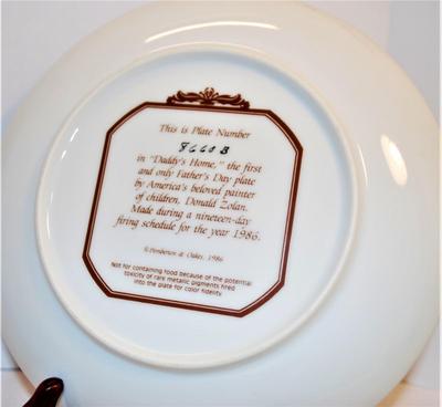 "Daddy's Home" by Artist David Zolan - Includes: Plate #8660B, 7½" Diameter & Date Closing 1986