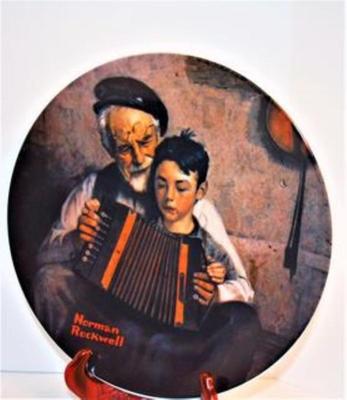 "The Music Maker" Artist Norman Rockwell - Includes :CERTIFICATE OF AUTHENTICITY Plate #55986, 8½" Diameter & Date...